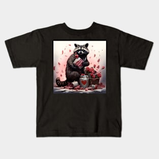 Raccoon with Valentines day trash poetry Kids T-Shirt